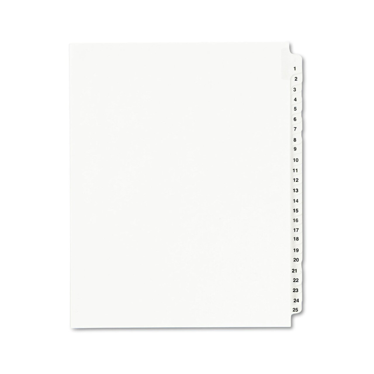 Avery 25-Tab '1 - 25' Label 8-1/2 in. x 11 in. Preprinted Legal Exhibit Side Tab Index Dividers - White (1 Set)